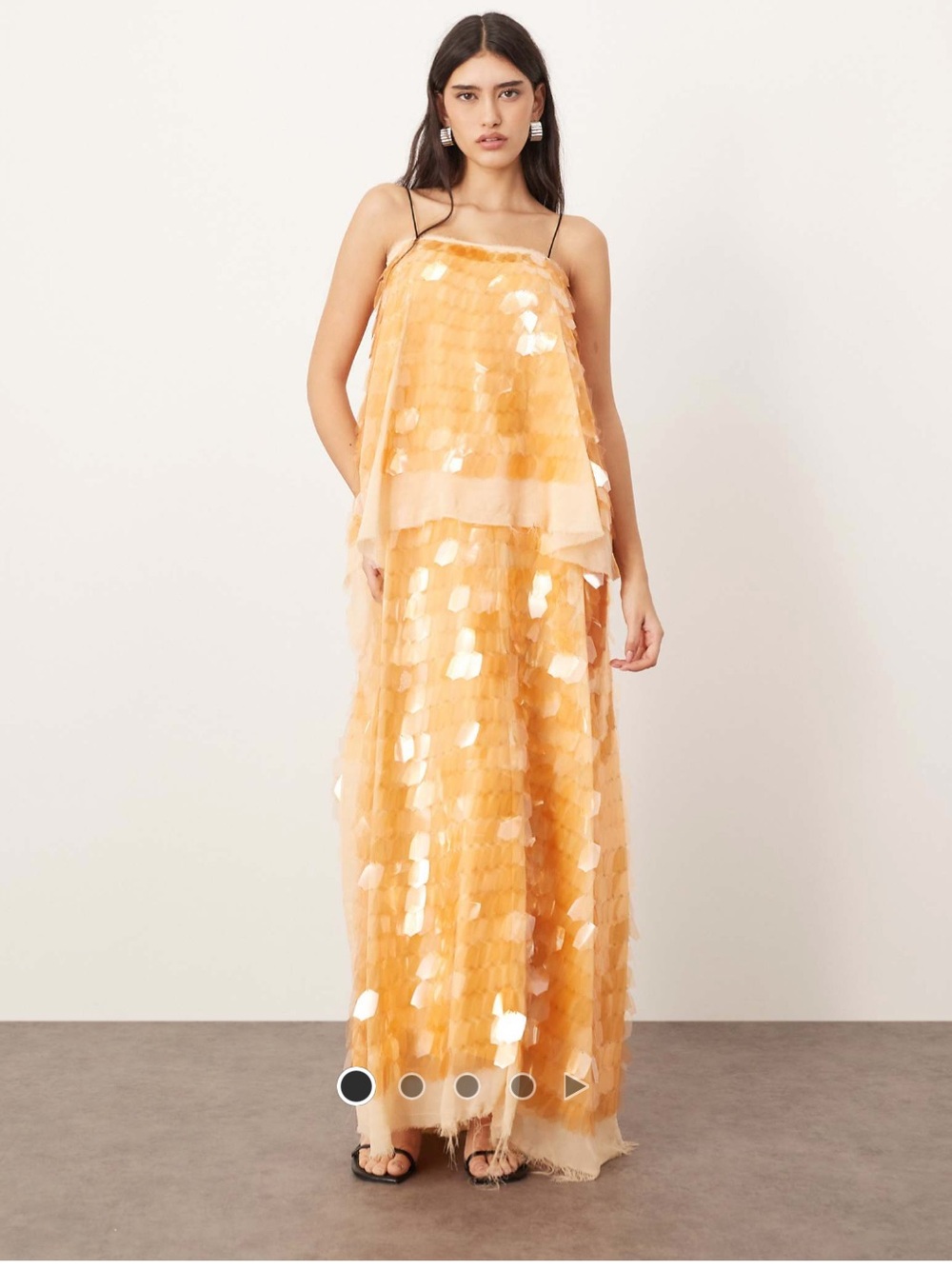 ASOS ARRANGE embellished shard sequin layered Cami maxi peach